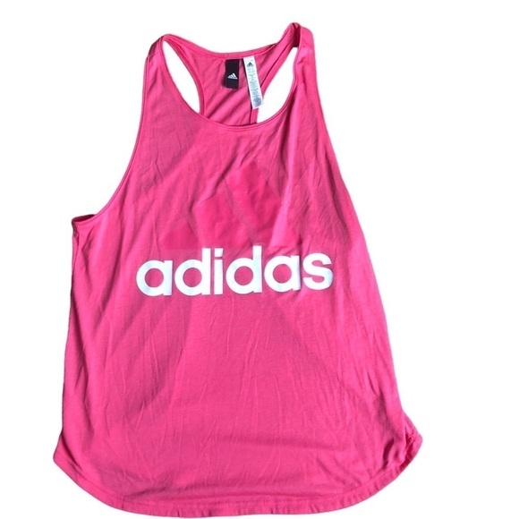 Adidas Essential Linear Tank L Pink Racerback Jogging Running  Athleisure Sporty - Picture 1 of 4